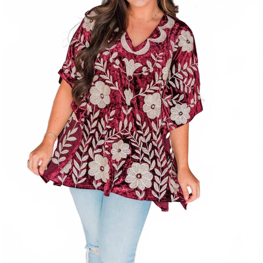 NEW LAYERZ CLOTHING rosie v-neck poncho in maroon